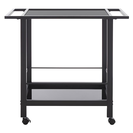 Safavieh 34.5 x 15.8 x 31.3 in. Gaelle 2 Tier Bar Cart with Handles - Matte Black & Black BCT8009A